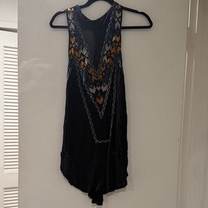 Free People Black Sleeveless Tunic with Geometric Design